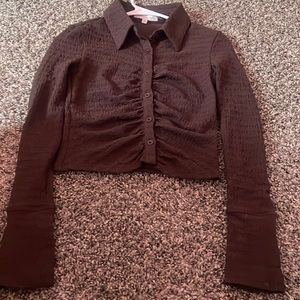 Long Sleeve Smocked Crop Top